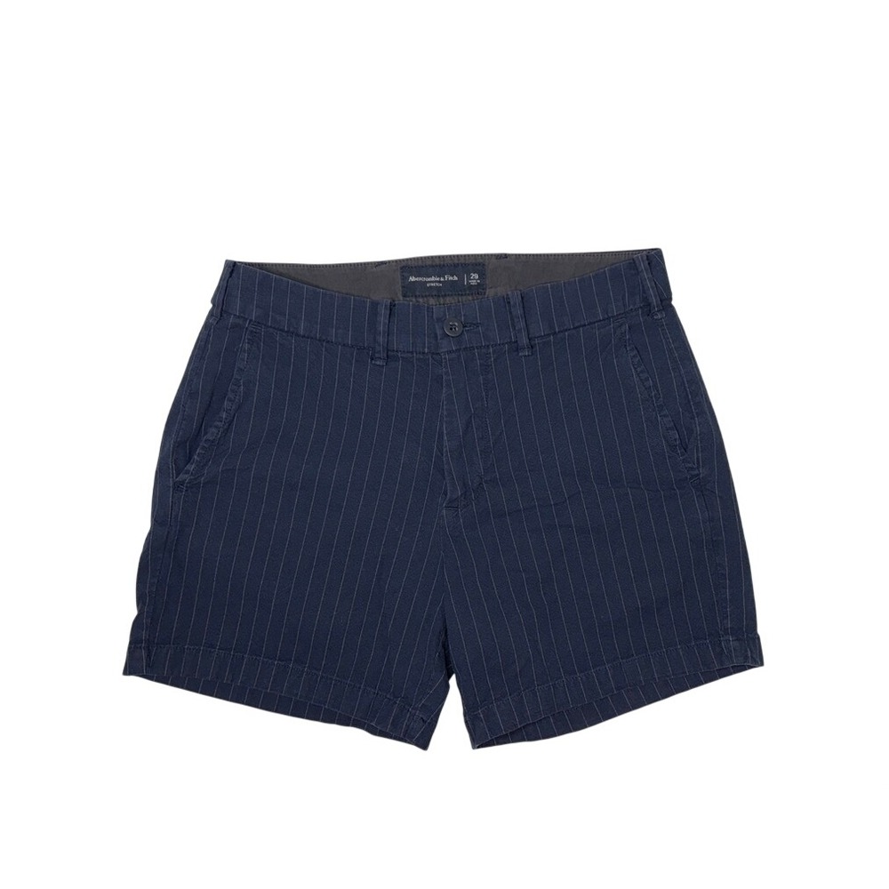 Abercrombie & Fitch Blue Stripe Stretch Chino Shorts 29 Mid Rise 4.5" Inseam